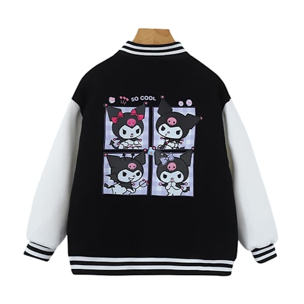 Barn Flickor Kuromi Jacka Uniform Ledig Lös Knäppning Baseballjacka Ytterkläder Svart 130cm
