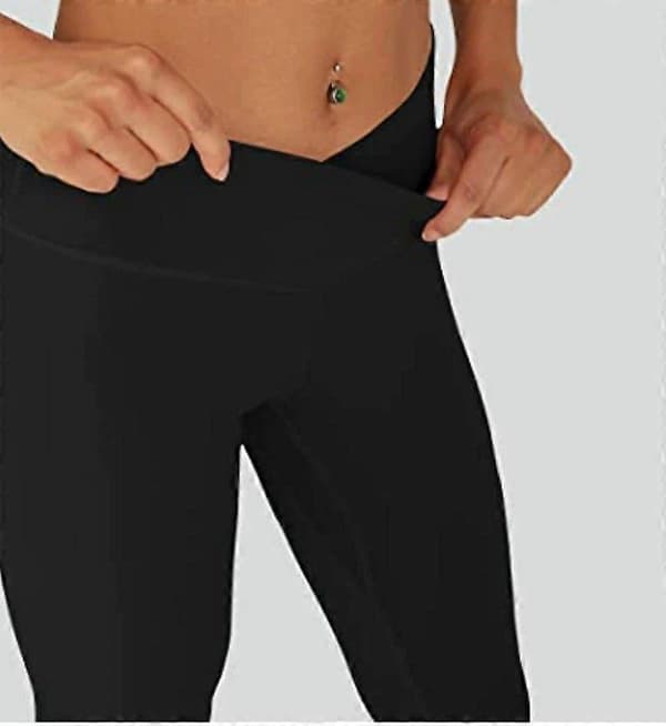 Svarta utsvängda yogabyxor för kvinnor, Crossover smörmjuka bootcut-leggings