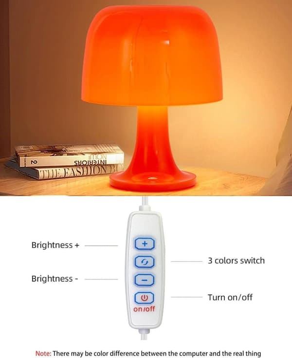 Bordlampe/Skrivebordslampe – LED-lampe med 3 lystilstande & Dæmpbart lys – Retro Svampelampe til soveværelse & stue[zd]