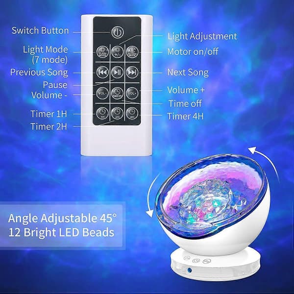 Ocean Wave Projector, LED Starry Sky Projector med fjernkontroll, 6 Natur
