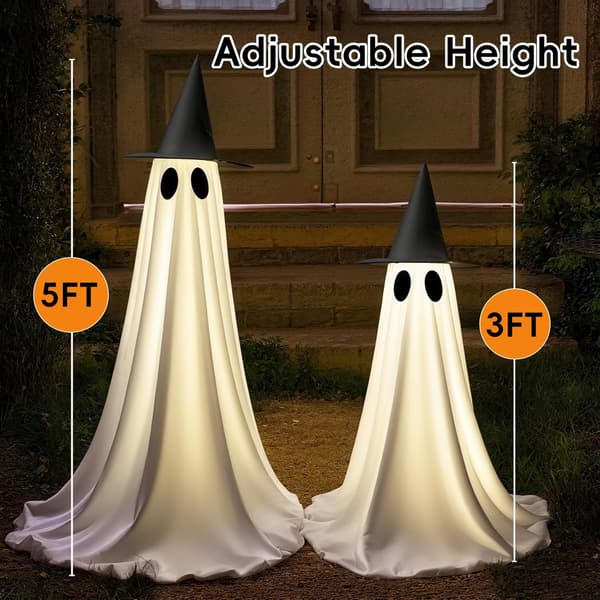 2-pack Halloween Dekorationer Utomhus, 1,5 m Spökdekor med Fjärrkontroll