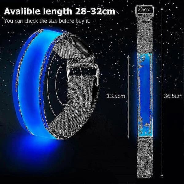 2-pakning løpelys for løpere Oppladbart LED-armbånd Reflekterende 26s Blue