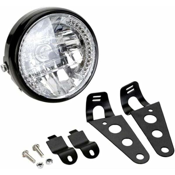 Rund motorcykelstrålkastare - LED-projektor med monteringsfäste - 12V 7\" Halogen LED.