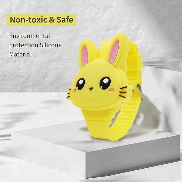 Børneur, pigeur Digitalt Sødt Design LED Mode Silikonerem Clamshell Design Armbåndsur Pige Yellow