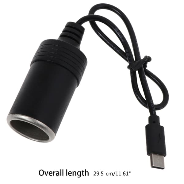 [zd]USB C Type-C til bil cigarettænder strømkonverterkabel 12V 3A 36W til bil