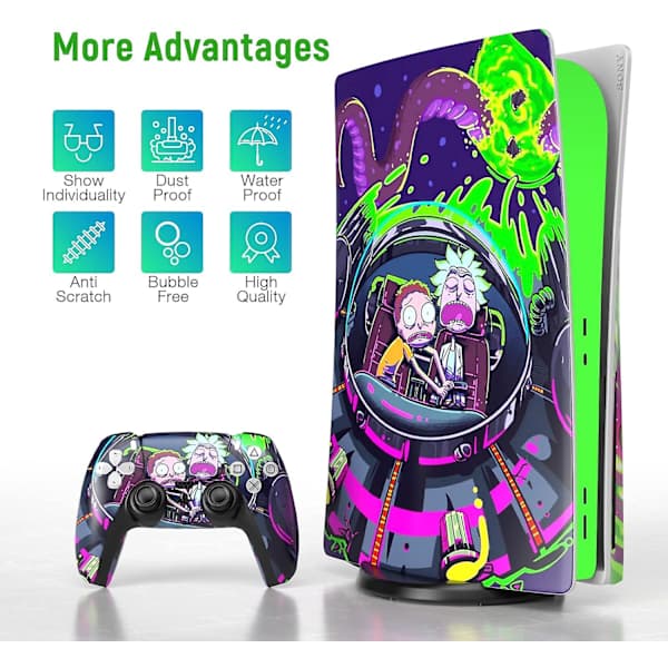 PS5 Skin Disc Edition Anime Konsol og Controller Vinyl Mærkat, Holdbar, Ridsefast, Præcis Pasform, Kompatibel med PlayStation 5