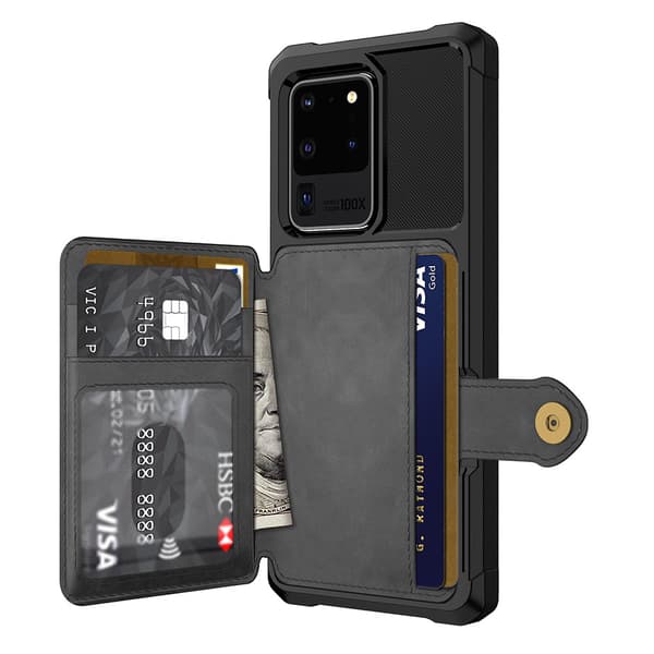 [zd]Profesjonelt etui med kortholder - Samsung Galaxy S20 Ultra Blå Blå Blå