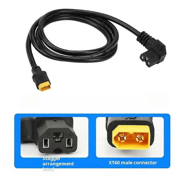 XT60 ladekabel til motorcykelbatteri, hanstik til 3-benet vinklet forlængerkabelstik Sort Black Xt60 male