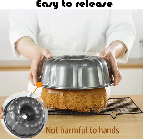 [zd]Ringform, 24 cm/9,6 tommer rund kageform, non-stick bageform, kulstofstål, riflet ringform
