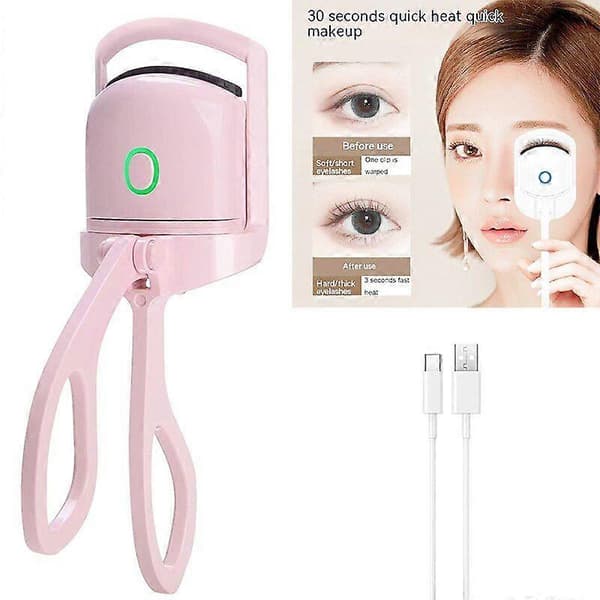Bærbar elektrisk opvarmet øjenvippebukker kam øjenvippe perm langtidsholdbare øjenvippebukker termiske makeupværktøjer[zd] Pink