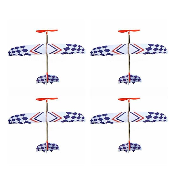 4x Elastisk Gummibånds-drevet DIY Skumflyvemaskine Model Sæt Fly Pædagogisk Legetøj