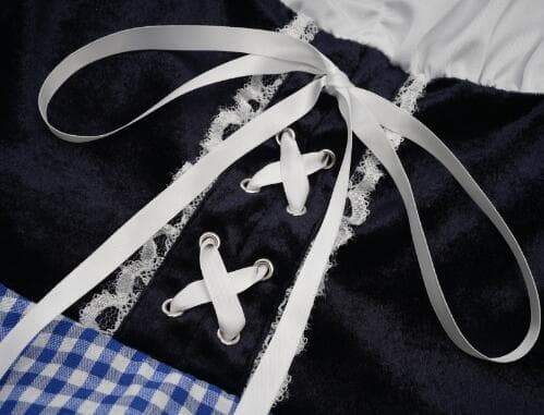 Oktoberfest-kostume til kvinder med snøring og ternet mønster, blå Blue S