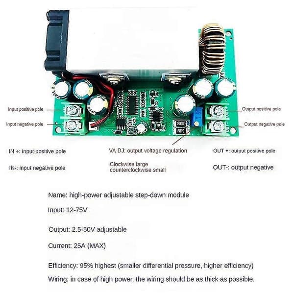DC 12-75V til 2.5-50V DC-DC Konverter 600W Regulator Konstant Spænding Konstant Strøm Justerbar Po