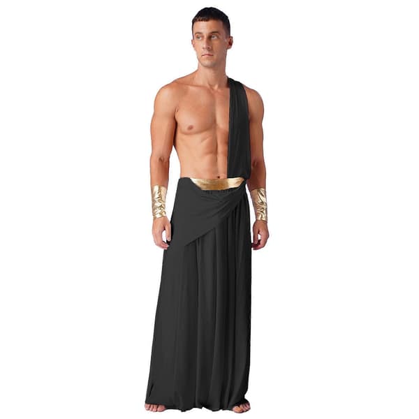 Mænd Antikke Græske Gud Kostumer Romersk Gladiator Halloween Cosplay Middelalderlig Ridder Kriger Rollespil Kostumer til Karnevalsfest sort black M