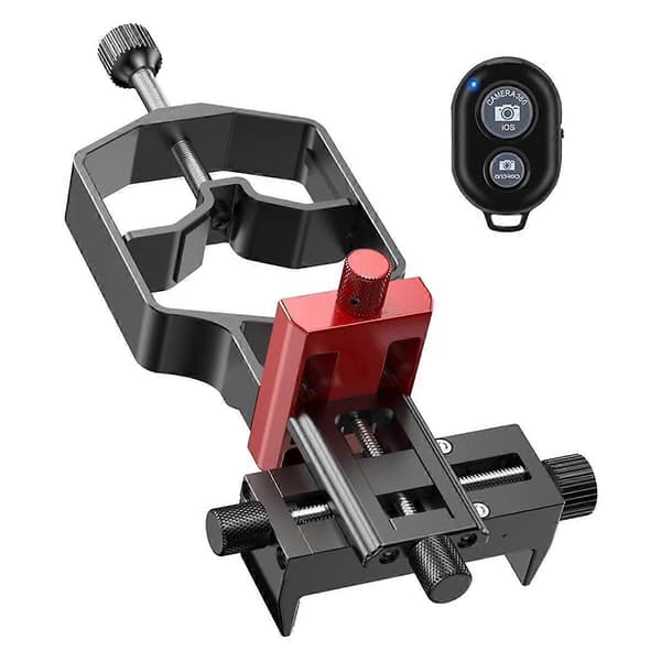 [zd]Universal telefonkikkert Digiscope Adapter Metal Teleskopmontering 3-akset Smartphoneholder til Spotting Black-Red