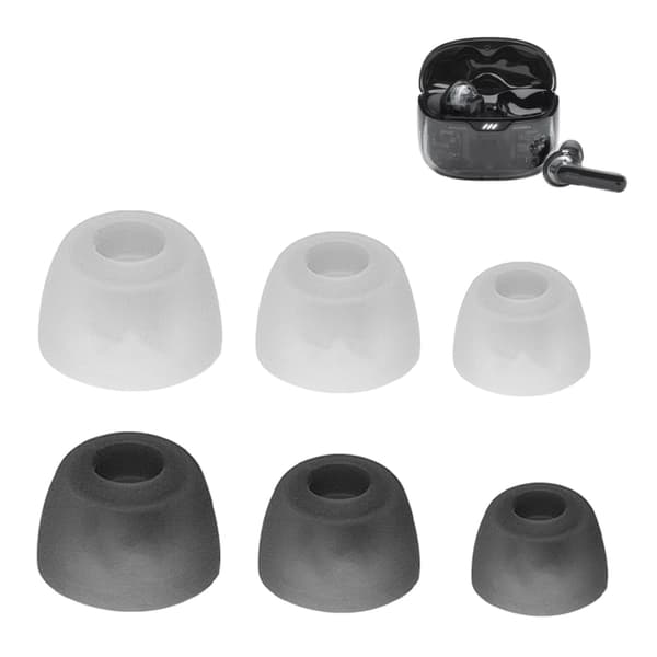 6 stk. silikone ørepropper til Tune Beam in-ear hovedtelefoner, støjisolering Transparent 0.02