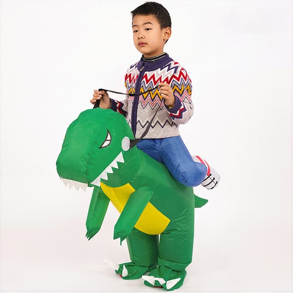 Halloween Oppblåsbart dinosaurkostyme Morsomt oppblåsbart ridende dinosaurkostyme for maskerade Passer for barn og voksne Grønn Green Medium
