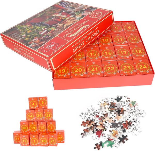 Adventskalender 2026 Puslespill Med 1008 Biter 24 Dagers Nedtelling Til Jul For Voksne Og Barn