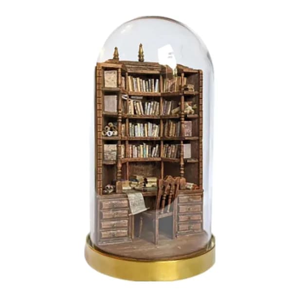 The Bay Library Miniature Gotisk Bogreol, Håndlavede Miniature Bogreoler