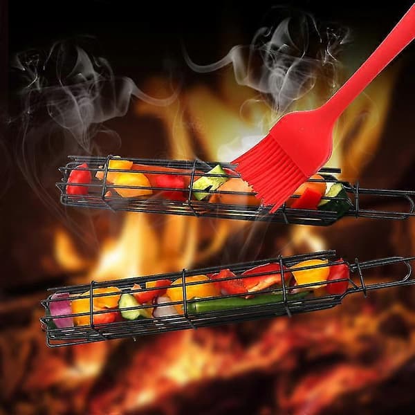 2 stk. grillkurve til grillning af grøntsager, kød, bærbar