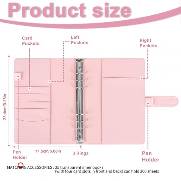 100 Konvolutter Utfordringsperm, 100 Konvolutter Pengebesparende Utfordring, A5 Pengebesparende Budsjettperm med Kontantkonvolutter pink
