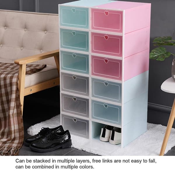 Klar PP Stablebar Flip Skuffe Skoboks Oppbevaringsbeholder Organizer Light pink