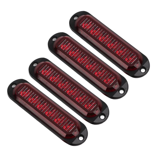 4 stk Sidelys for lastebil Høy lysstyrke 90LM IP65 Vanntett 6 LED Nødblinklys for lastebil 12‑24V Rød