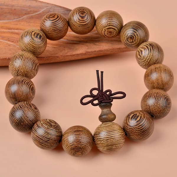 15 mm trä Tibet Buddha buddhistiska bönepärlor armband Mala Bang Brow Brown one size
