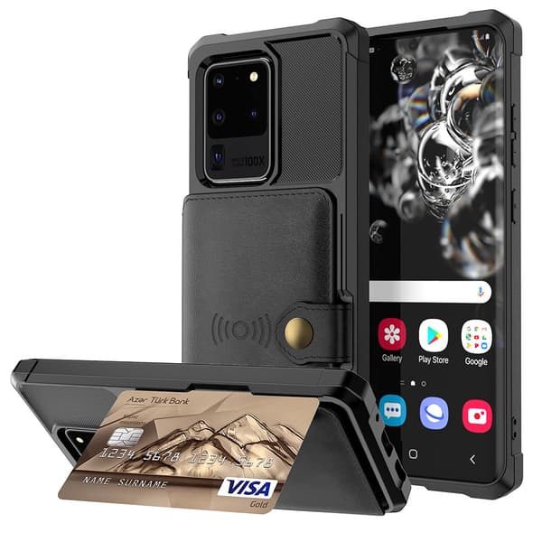 [zd]Professionelt etui med kortholder - Samsung Galaxy S20 Ultra Blå Blå Blå