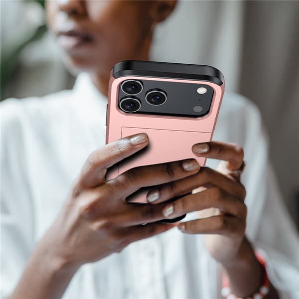 [zd]SKALO iPhone 17 Pro Armor Kortholder Deksel - Rose Rosa guld pink