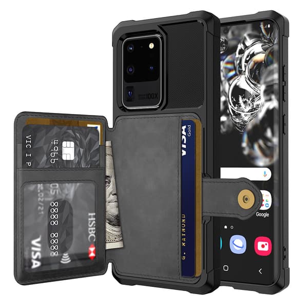[zd]Profesjonelt etui med kortholder - Samsung Galaxy S20 Ultra Blå Blå Blå