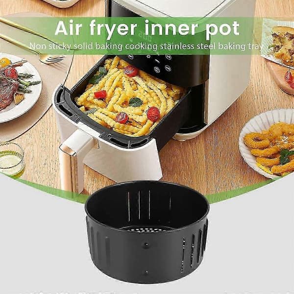 Erstatningskurv til Airfryer, Non-stick Robust Steking Matlaging Rustfritt Stål Bakebrett for Alle Svart