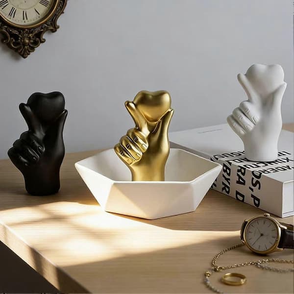 Romantisk kjærlighetsstatue - for skrivebord - med antiskli White