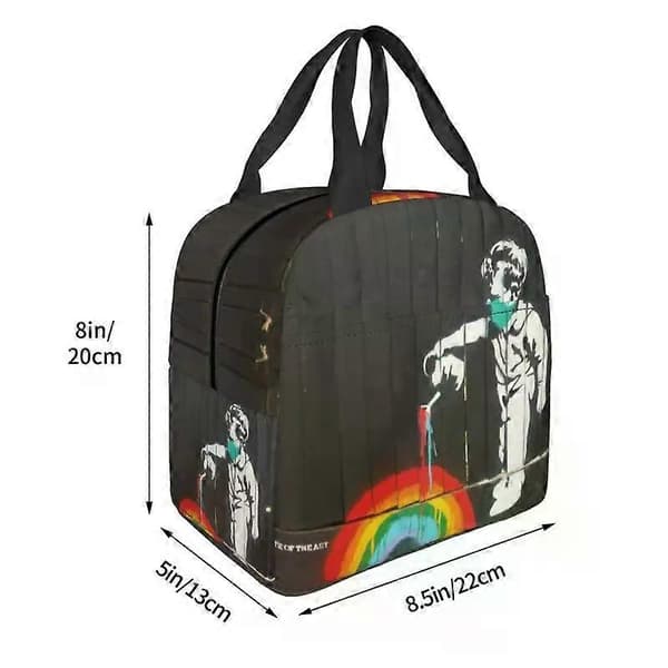 a2493 Banksy Rainbow Isolert Matpose Gatekunst Graffiti Matboks Kontor Arbeid Skole sz1002[zd]