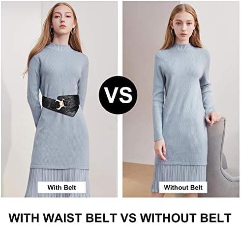 Bredt elastisk stretchbelte for kvinner, justerbart med trendy slangeskinnmønster