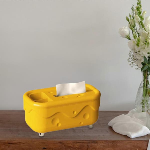 Vævskasse Organizer Opbevaring Moderne Multifunktionel Vævsdispenser med Pen Rectangle Yellow