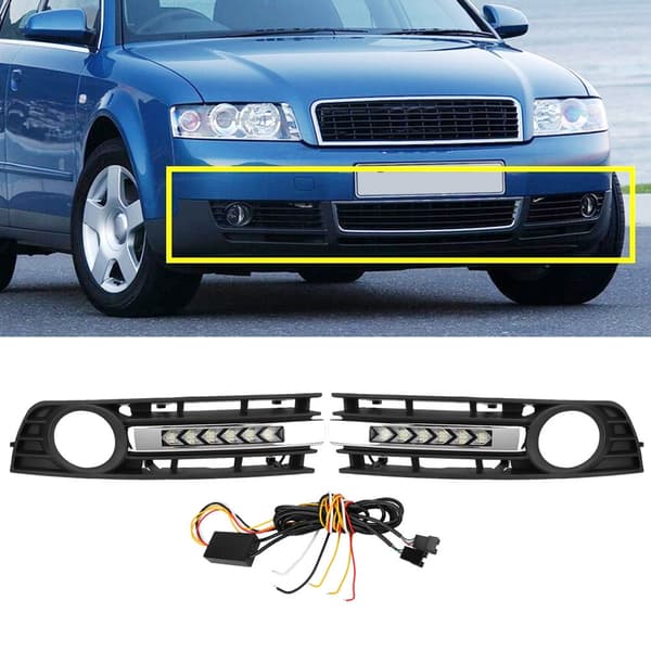 2 st Gitter Dimljus Blinkers Varselljus Passar Audi A4 B6 2001 2005 Plätering