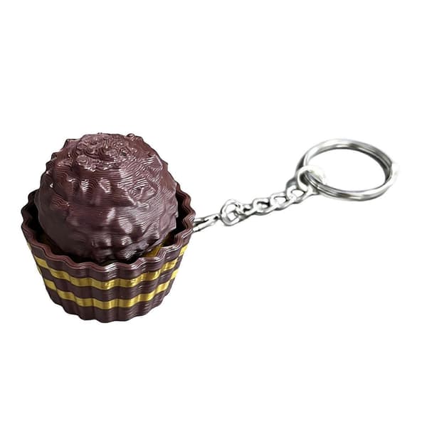 Cupcake Clicker Nøkkelring 3D-printet Knappeleke - for kontorarbeidere, studenter og angstlindring[zd] Brown