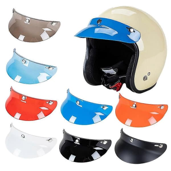 3-knapps hjälmbubbelvisir för 3/4 retro öppen motorcykelhjälm[zd] Solid blue