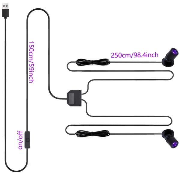 Mini UV Blacklight Spotlight – USB LED Blacklight til Vinskabsdisplay, Indendørs Vitrinebelysning, Fås i Sort, Sølv, Guld Silvery 6 Heads