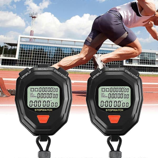 Precision Timer Tools Digital Stoppur Timer Utomhussport Timer Kronograf Stoppur med Snodd Stor Display 3 rows 100 lanes