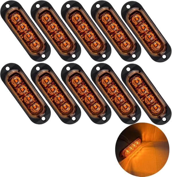 10X 4 LED Sidemarkeringslys 12/24V LED Positionslys Trailerlampe 3000K Advarselslys Til Lastbil RV Campingvogn
