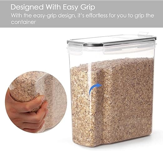 4L Cereal Storage Containers - Airtight Flip Top Lids, BPA Free, Clear Plastic with Labels