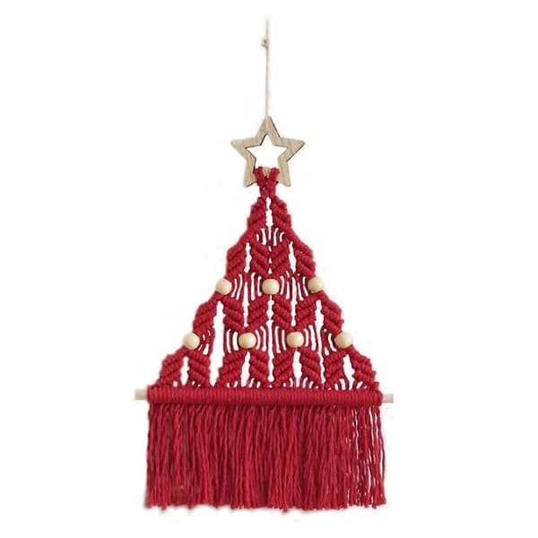 Håndvævede gobelin juletræsvedhæng Red*26*37