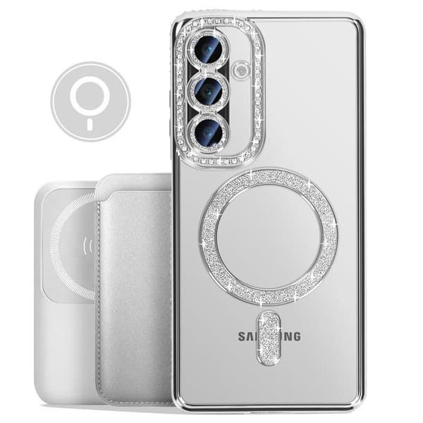 Coque - Samsung Galaxy A26 - Timantti - Hopea Strassi - Yhteensopiva MagSafe Grå