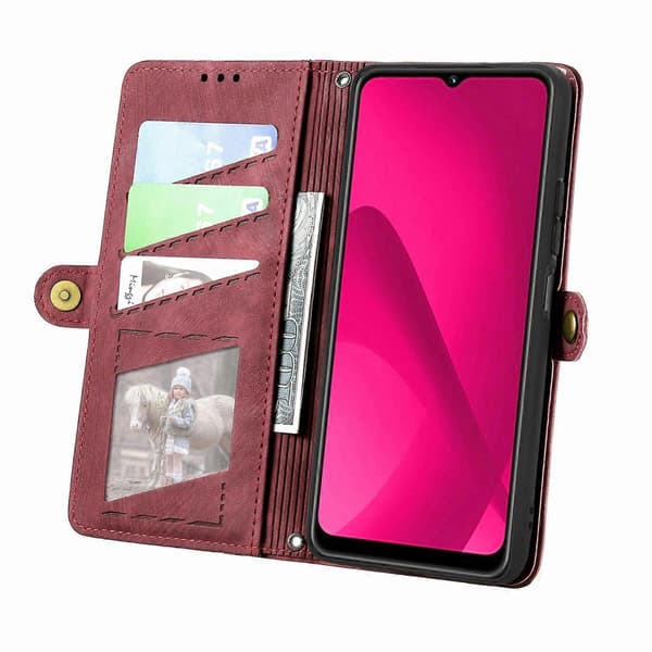 Geometriskt blixtlåsfodral för T-Mobile T Phone 2 5G[zd] Red