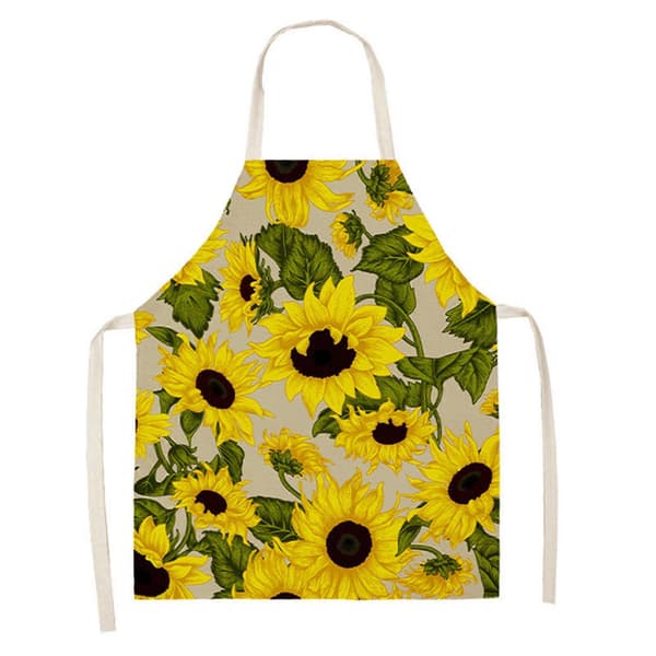 Höjd 68, bredd 55 cm solrosmönstrad förkläde (förpackning 35*22*2 cm 80g linne) stil 3-68x55cm[zd]
