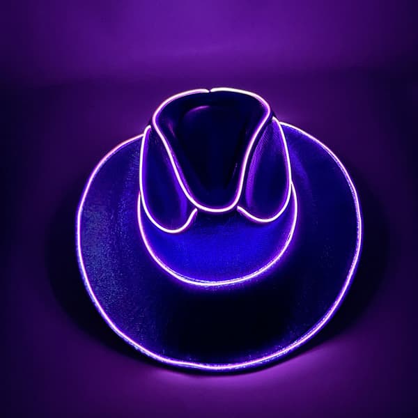 Disco Luminous Cowboy Hat Glowing Light Bar Cap[zd] Purple