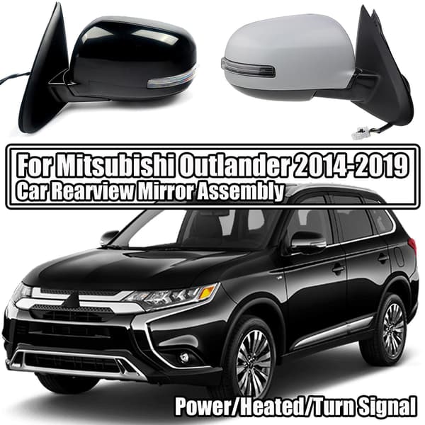 2014-2019 for Mitsubishi Outlander Bil Bakspeilmontering 9-pins Sidespeil 2015 2016 2017 2018 Oppvarmet Blinklys Strøm L Vit