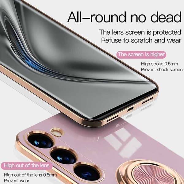 [zd]Samsung S23 Elegant og Støtsikkert Deksel med Ringholder Flawless Mörkgrön